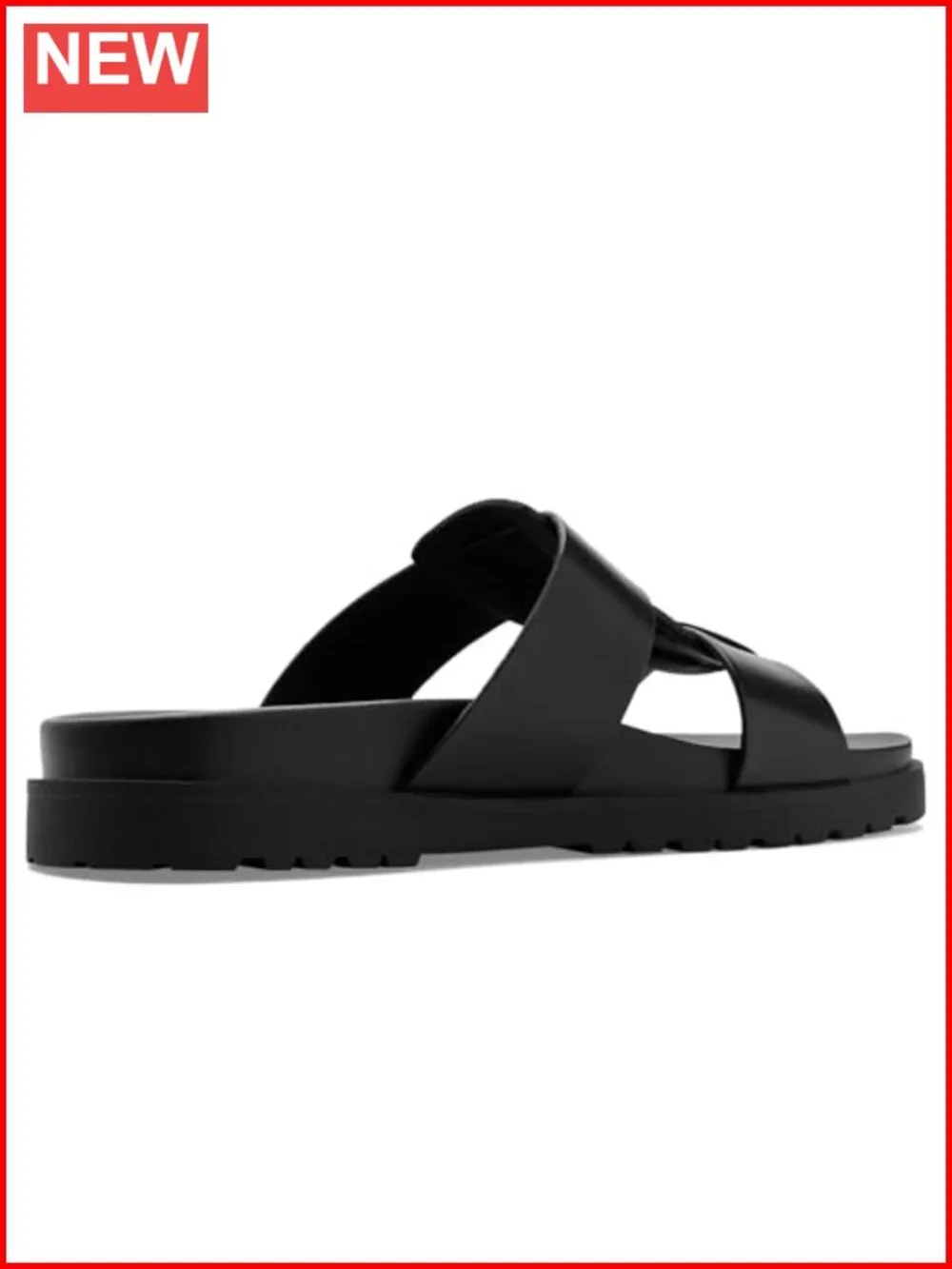 Faux Leather Slide Sandals with Double Straps